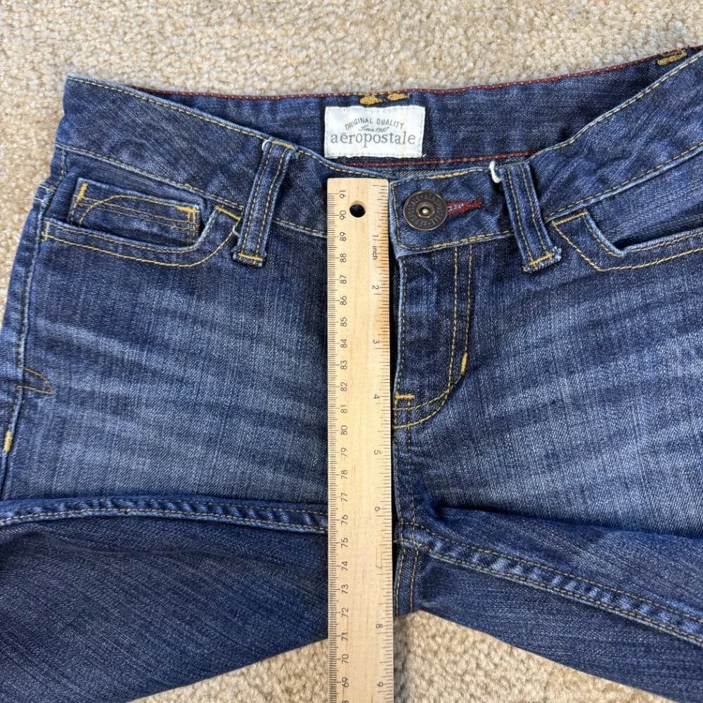 Vintage Aeropostale Women's Cropped Jeans Blue Size 00 Button Pockets Y2K F383